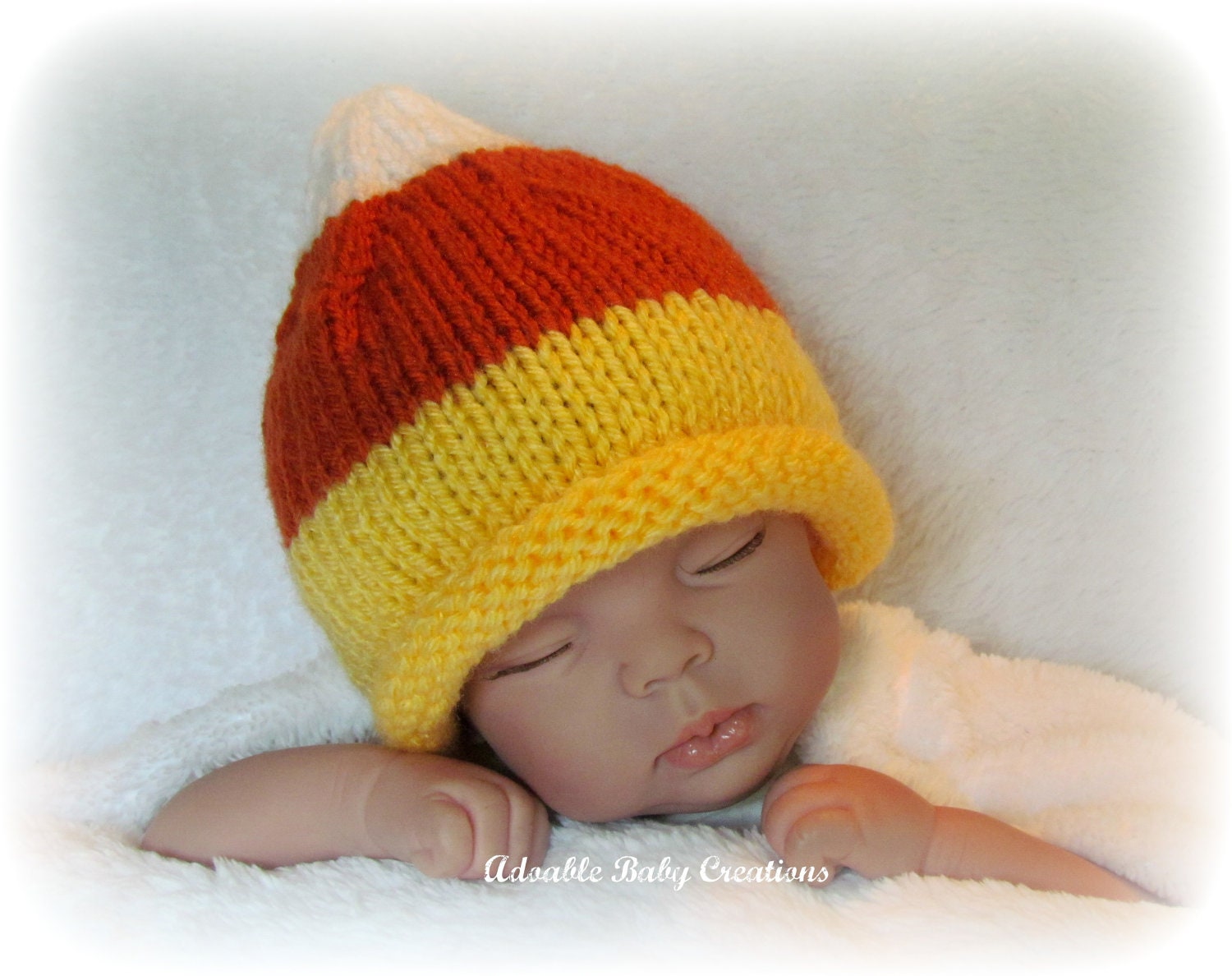 Baby Candy Corn Hat, Handmade, Knitted, Great Photo Prop, Halloween, Made to Order