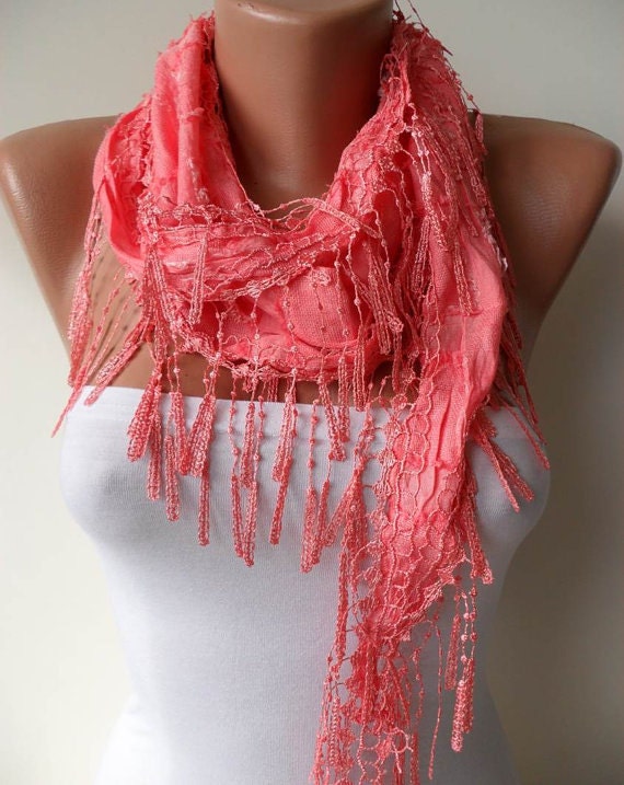 Fashion Coral Scarf with Trim Edge