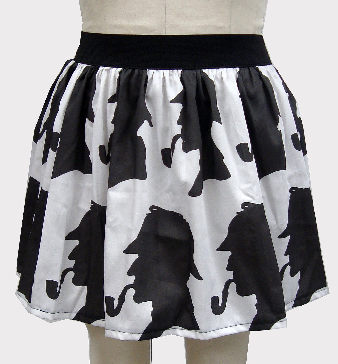 White & Black Detective Inspired Skirt