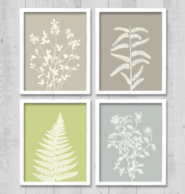 Botanical Leaves & Florals Digital Printable Wall Art Print 8"x10" Set (Jpeg Files) - INSTANT DOWNLOAD - V212