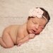Baby Girl Headband..Baby Headband..Newborn Headband..Creamsicle Rosette Headband..Pink Flower..Cream..Photography Prop