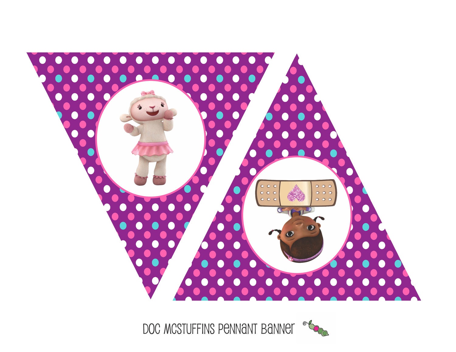 INSTANT Download - Printable DOC MCSTUFFINS Happy Birthday Banner - Triangle Pennant Banner