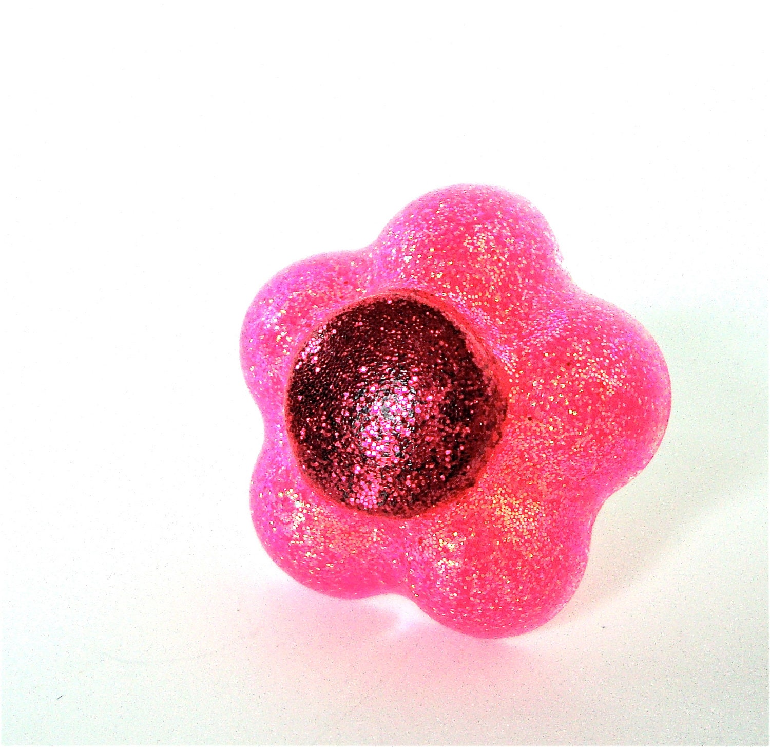 Funky hot pink flower ring - glitter resin ring - pink flower ring - funky ring - flower shaped resin ring - by Sparkle City Jewelry