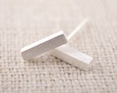 Tiny Silver Bar Stud Earrings