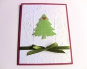 4 Handmade 3-D Christmas Cards, Christmas Tree with Heart