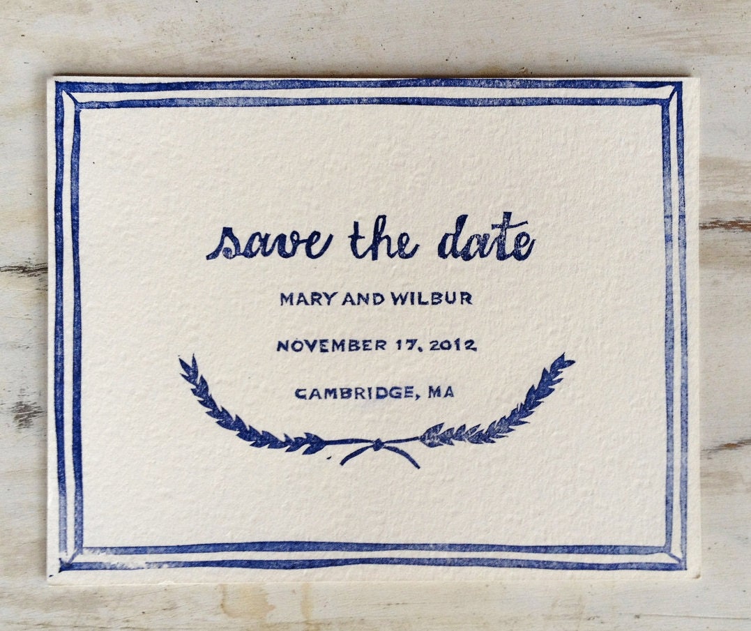 Custom Save the Date Rubber Stamp // "Prince" Laurel