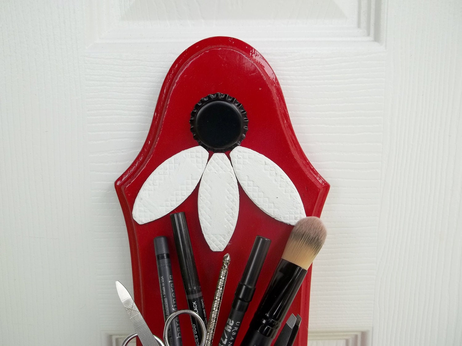 Candle Holder Makeup Brush Holder Toothbrush Holder Kitchen Utensil Holder Upcycled Wooden Candle Holder