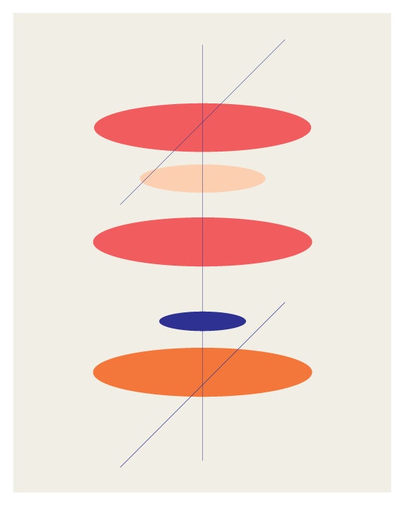 Mid Century Oval and Line Print