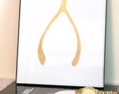 Art Print 24K Gold or Silver Wishbone Original Fine Wall Art by Jennifer Latimer