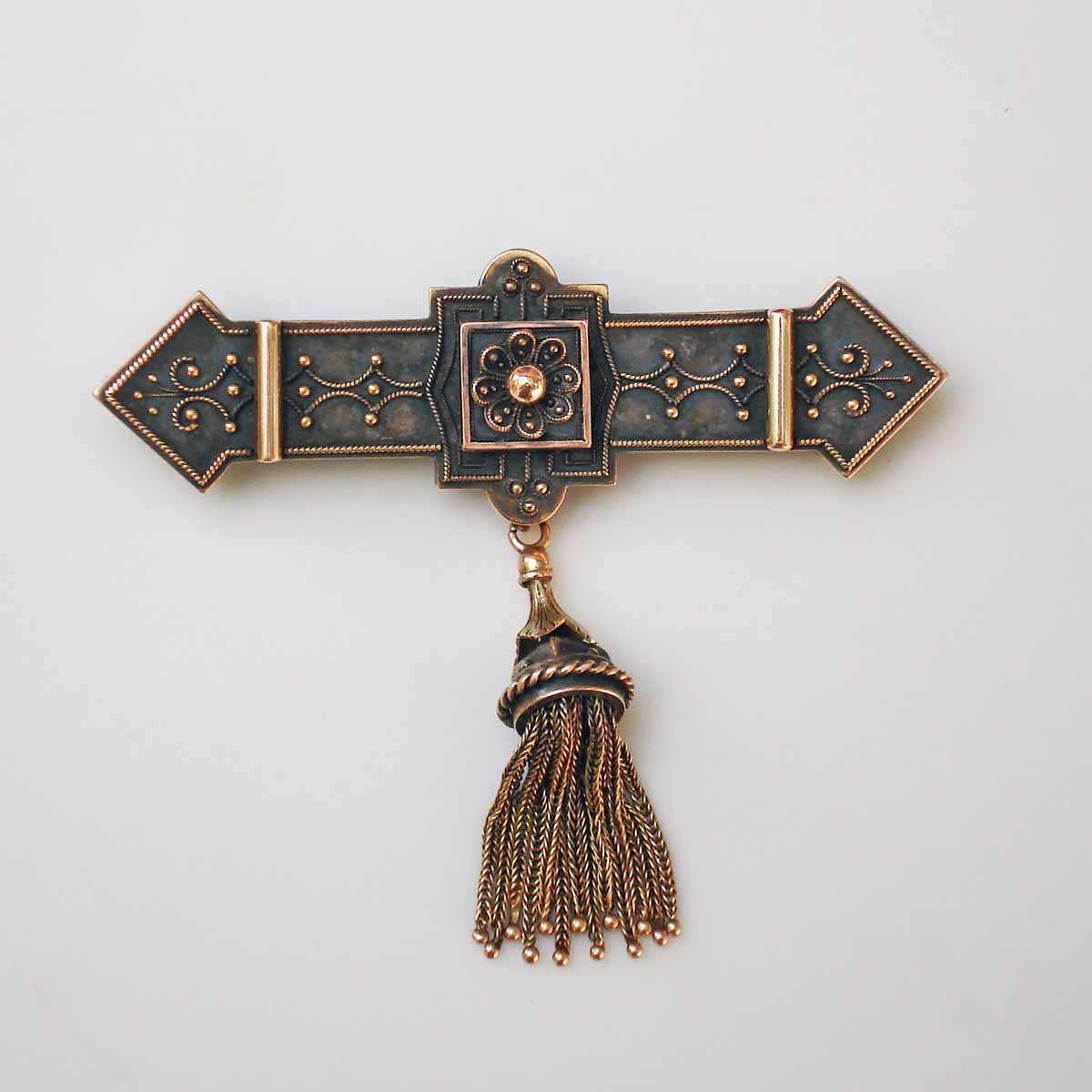 Victorian 14k Gold Etruscan Revival Brooch with Granulation