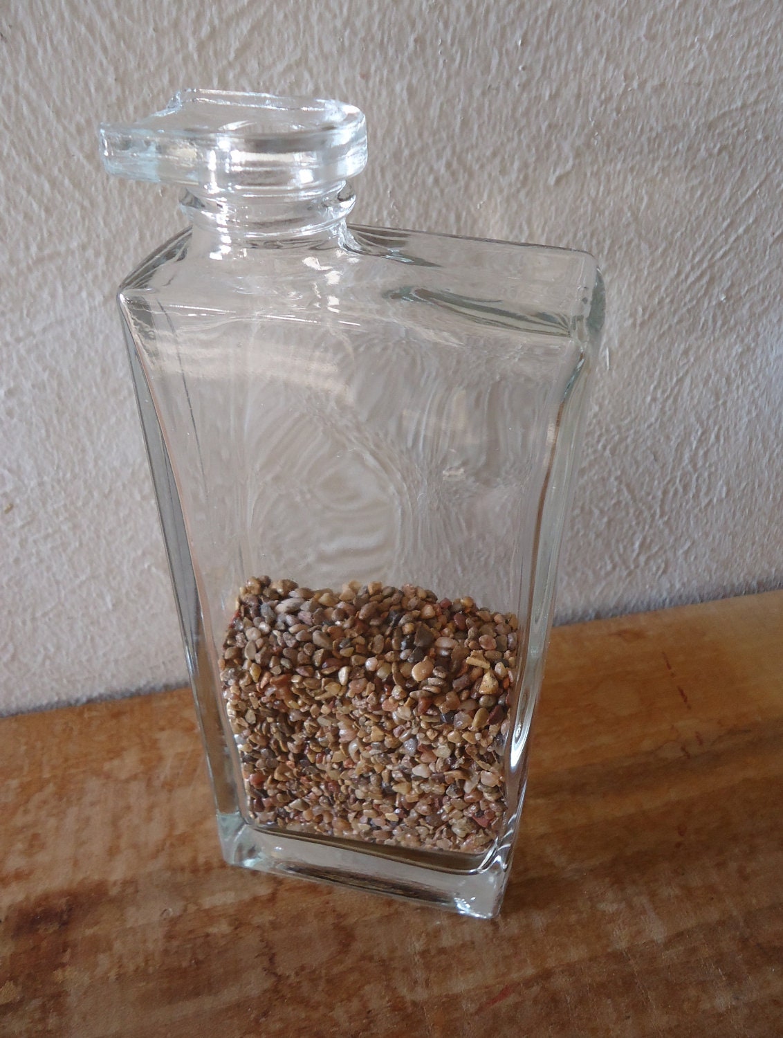 OOaK Unique Thick Rectangular Glass Vase made from Recycled Liquor Bottle
