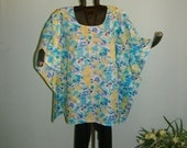 PLUS SIZE Tunic Abstract Pastel in Yellow, Blue and Green