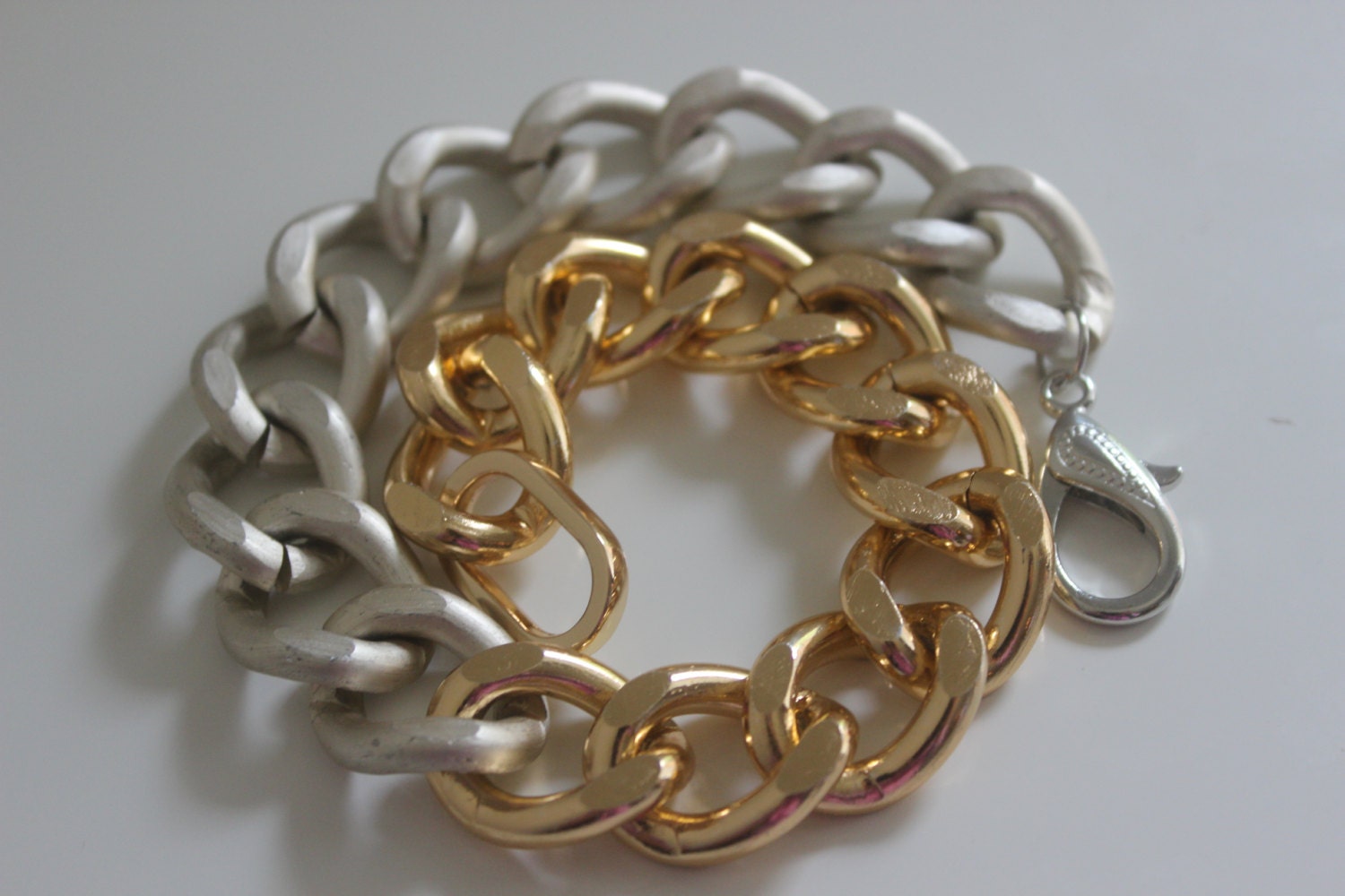 ABOUTPRETTYTHINGS Ying Yang Bracelet. Silver and Gold chain double wrap bracelet.