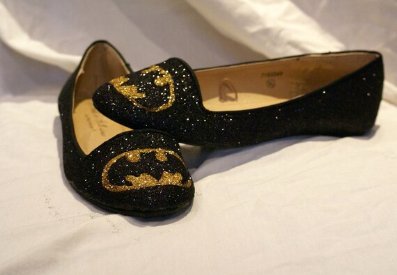 Black and Gold Glittered batman pumps