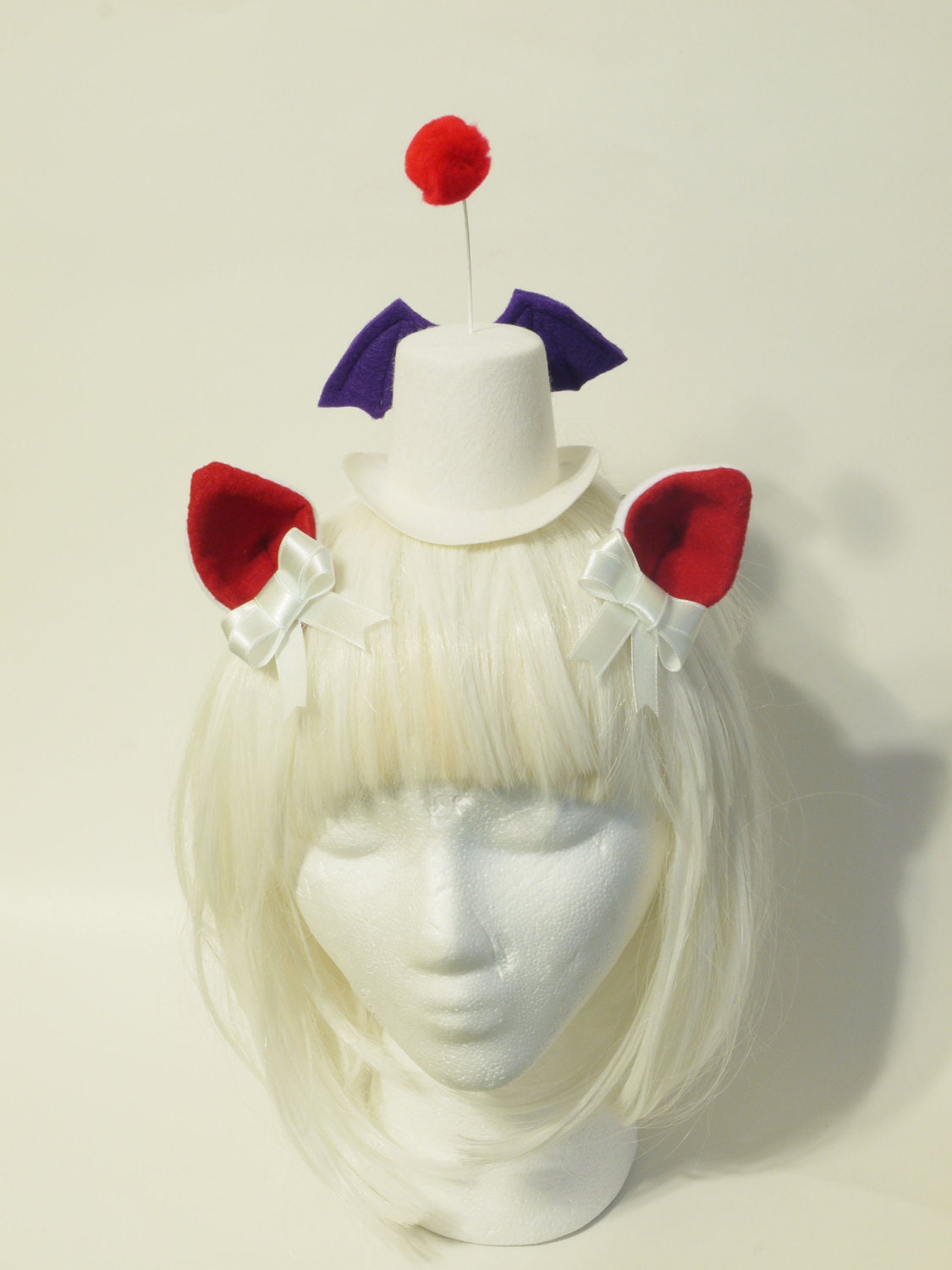 Mini Mog Mini Top Hat with Purple Wings, and Red Puff Antenna with Pair of Ears Set featured image
