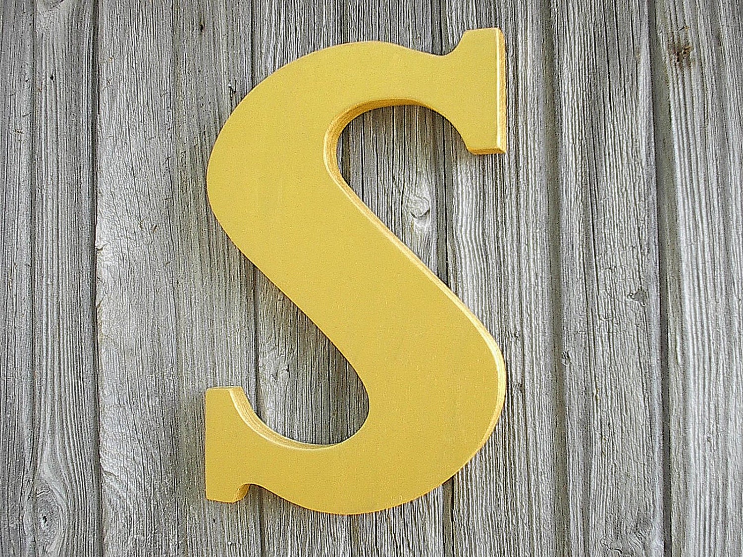Decorative Letter S Sign Metallic Gold Vintage Style Wood Kids Wall Art Nursery Decor Alphabet