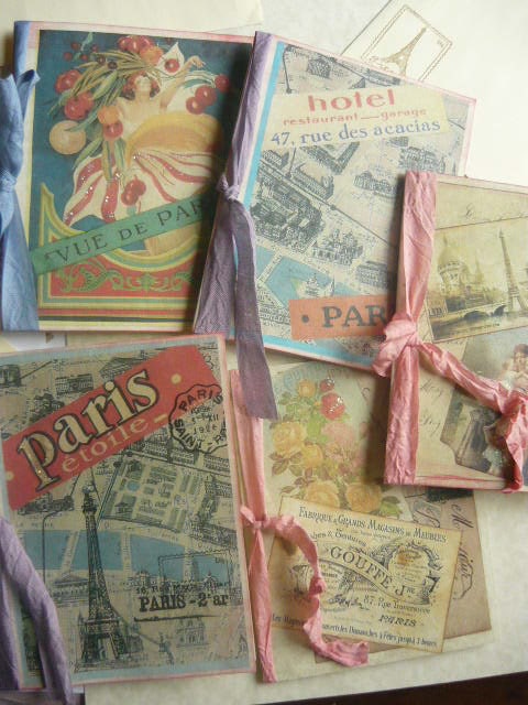 5 Paris Style All Occasion Handmade and Inked OOAK French Collage Cards....LeFrenchChateau