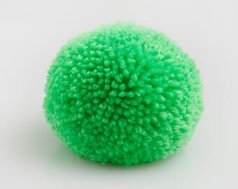handmade brooch with a big green pompom fluorescent neon, pom pom, pompon by bimabejbe