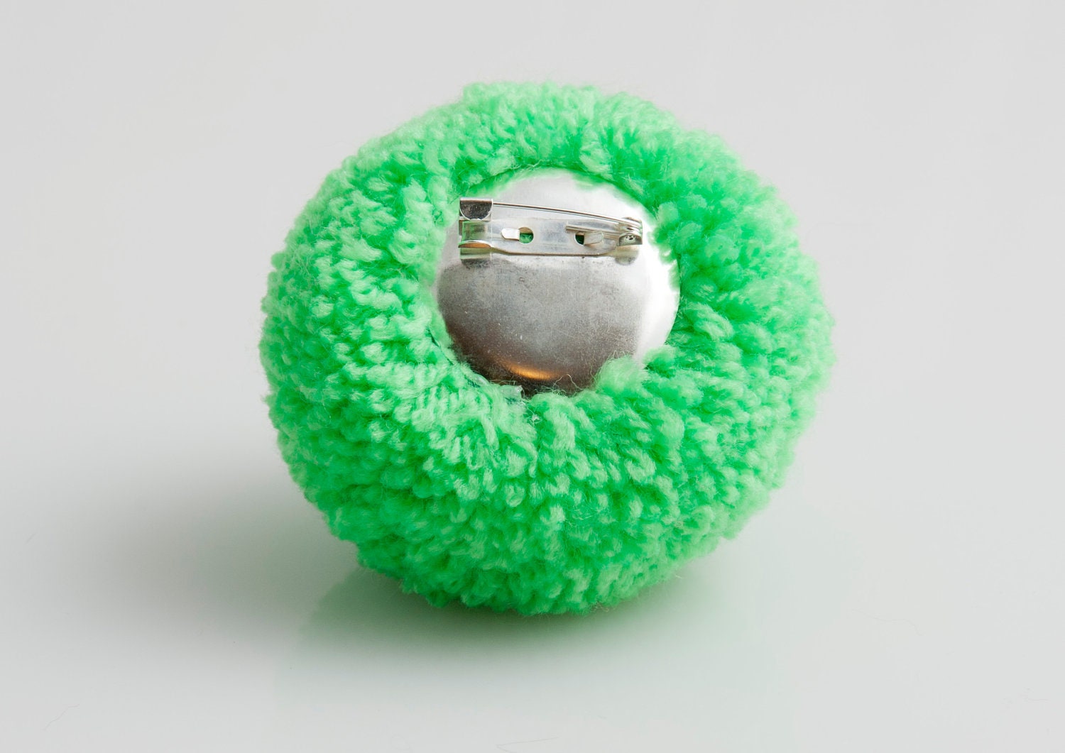 handmade brooch with a big light blue pompom, pom pom, pompon by bimabejbe