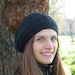 SUMMER SALE - Classic beanie hat - Black - crochet - womens Winter Autumn accessories wool woolen