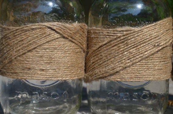 Jute wrapped mason jars, quart size mason jar, wedding mason jar