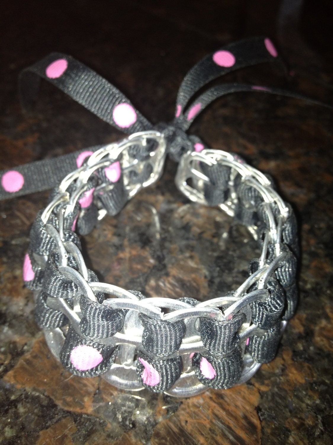 Soda Can Tab Ribbon Tied Bracelet