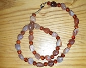 Carnelian Stones and Glass Bead Necklace