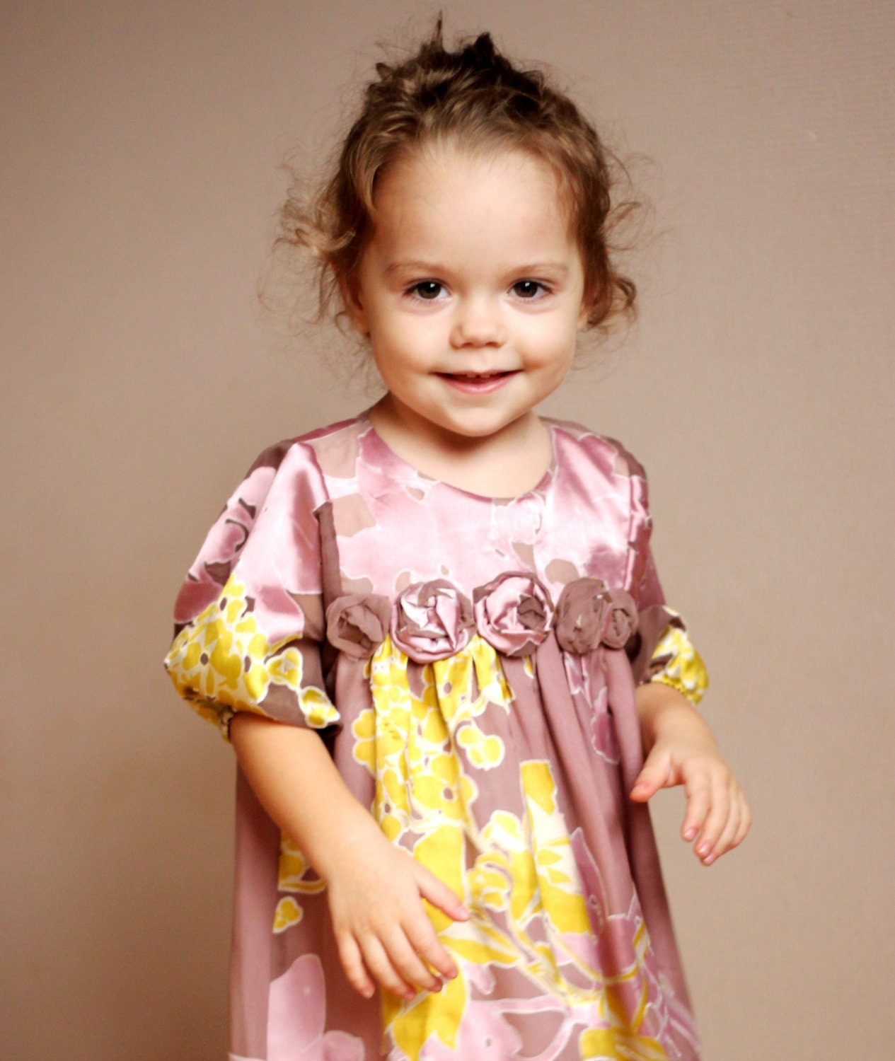 FREE SHIPPING use coupon code FREESHIP /Girls pink dress yellow autumn christmas new year special occasion birthday flowers/hmet