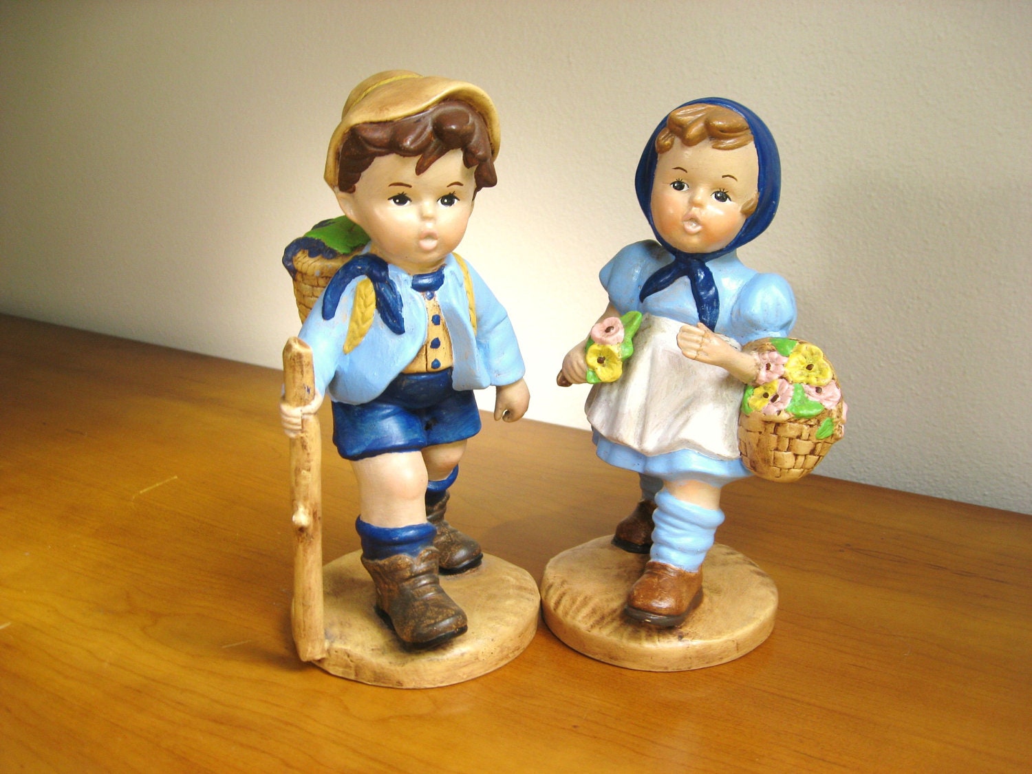 Vintage Ceramic Boy Girl Figurines, Mid Century, Large size, Statues, Hummel Style