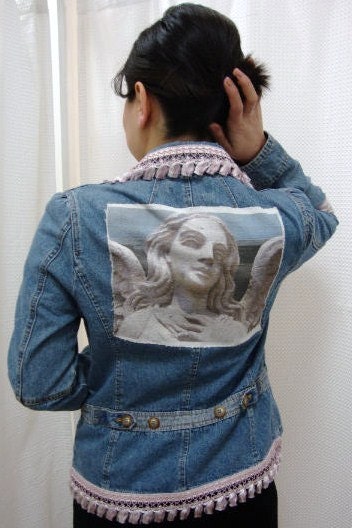 Upcycled Redesigned Denim Jacket - "My Angel"