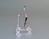 A Skater Sterling Silver Pin Brooche Delicate Figure with Fragile Painting Real Colours and Move Perfect Statement Gift