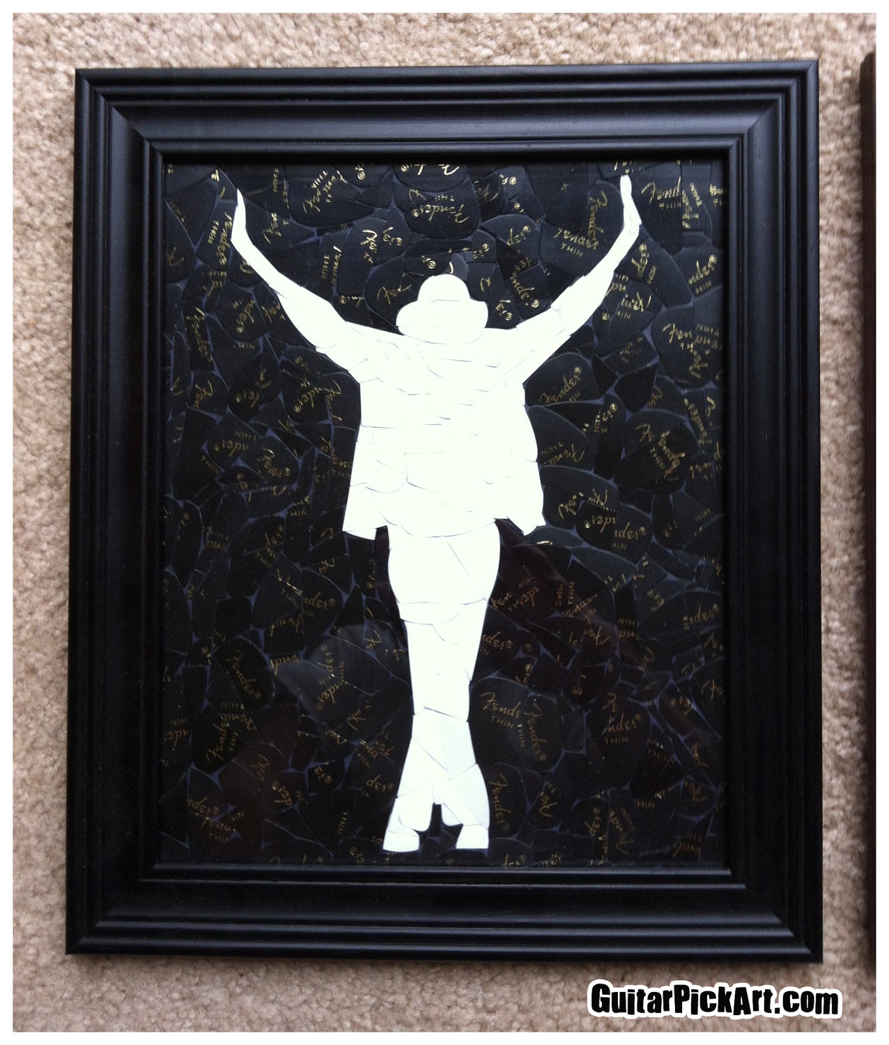 Michael Jackson Guitar Pick Art - White on Black