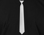 Hipster Skinny White Tie Screen Printed T-Shirt Tee Shirt T Shirt Mens Ladies Womens Funny Modern Geek
