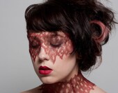 Mask in red organza/ fantasy/ lingerie/ steam punk/ steampunk/ gothic/ vamp/ lace/ Halloween
