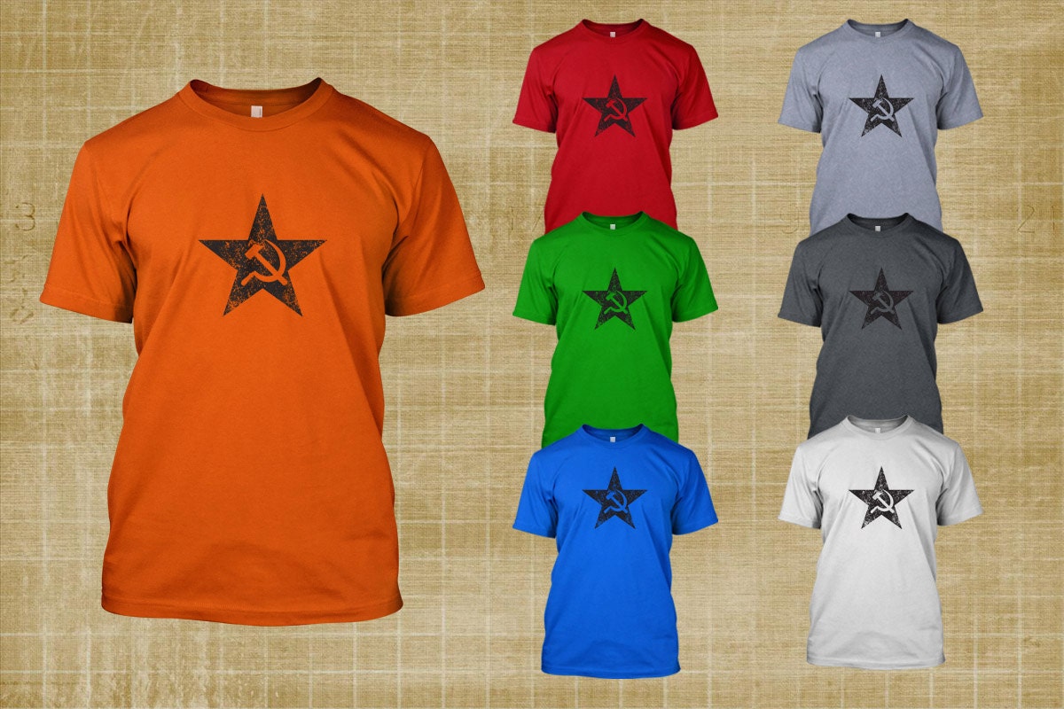 Communist Star Hock Black Men's  (Black Print) Premium T Shirt Adult Humor Shirt