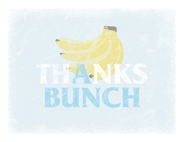 Thanks A Bunch Banana Thank You Cards set of 10 with Envelopes