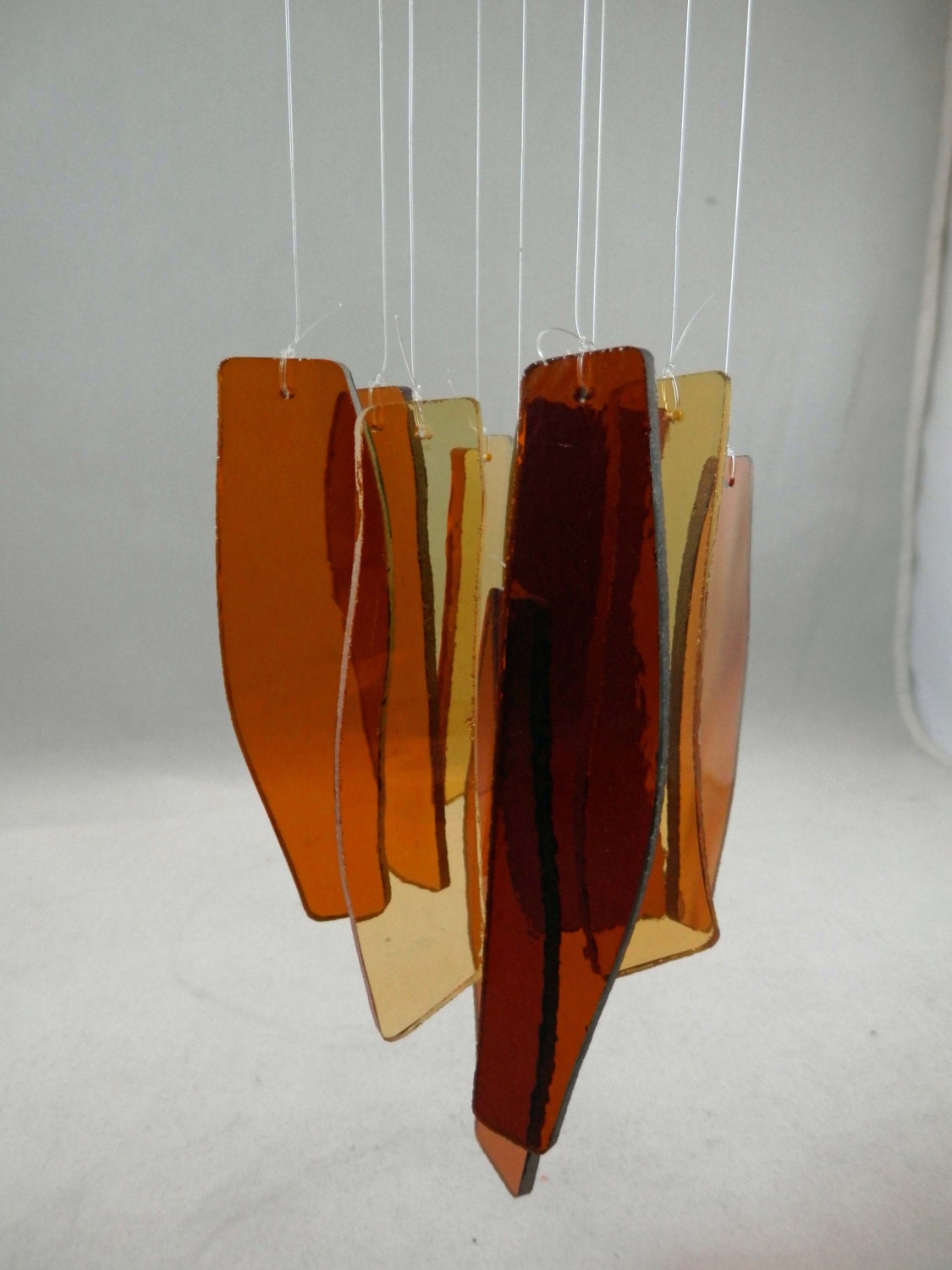 Stained Glass Wind Chime "Amber Waves" in gold and ambers