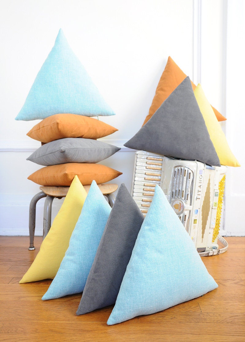 Triangle Pillow - GREY Corduroy