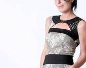 Black, White Bolero - Cropped Bolero in a patchwork of Black and White - Couture  -  size S to M