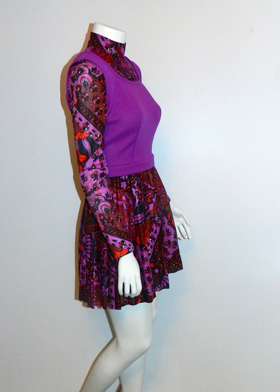 vintage 1960s MOD mini dress purple scooter micro mini XS