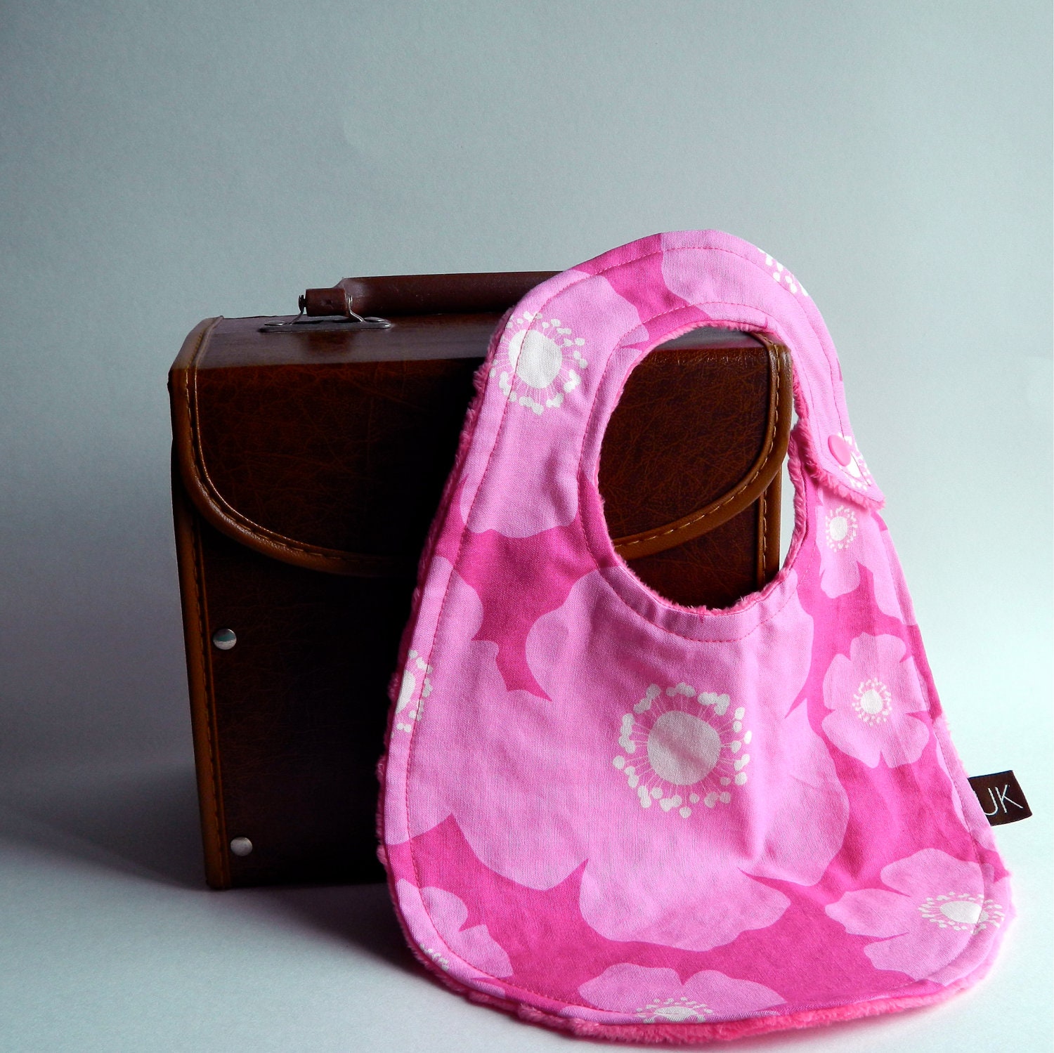 Ultimate Baby Bib - Mod Pink Pod with Fuchsia Dot Minky