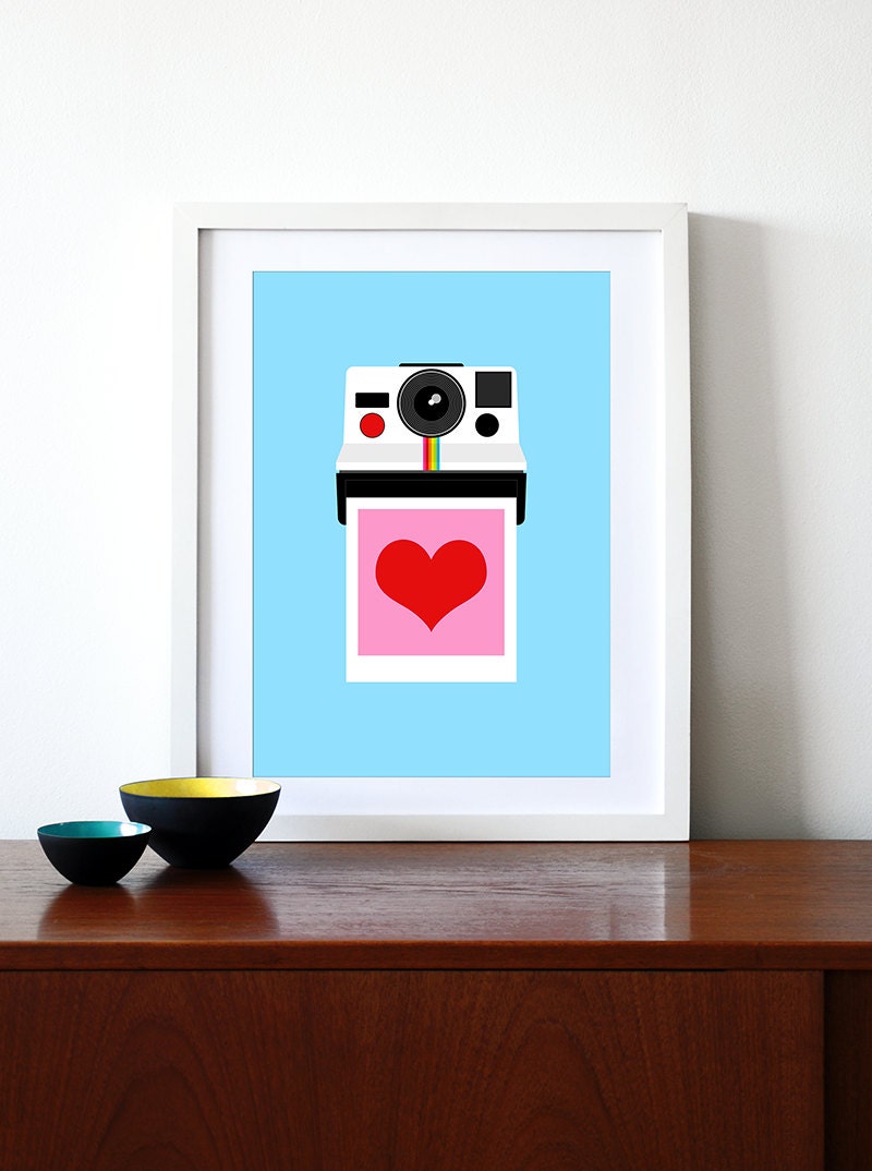 Polaroid poster print retro photography vintage camera kitchen art office - Instant Love A3