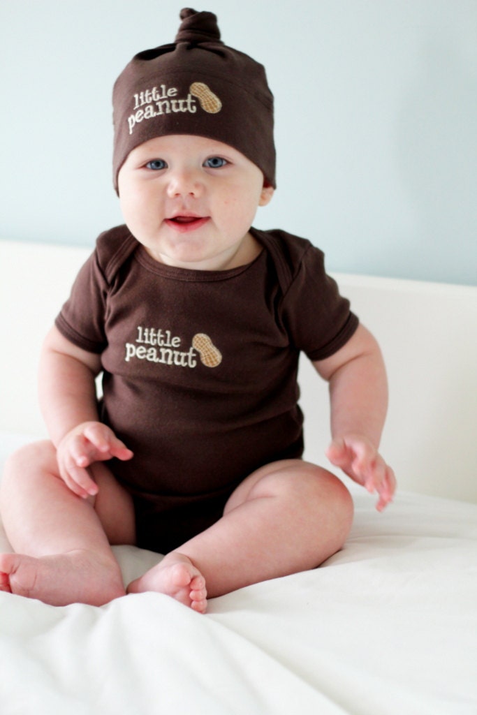 Little Peanut Shirt and Hat Set - Chocolate Brown American Apparel