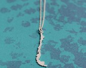 Chile Necklace // Sterling Silver // Great Gift // State, Country, Continent, National Pride // Chile Pendant // Love Heart Shaped
