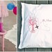 Vintage cotton cushion cover in white with pink tree :...