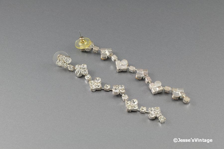 Shoulder Duster Earrings Crystal Clear Rhinestones