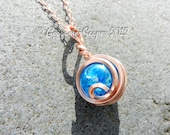 Scrying necklace fractured glass and copper