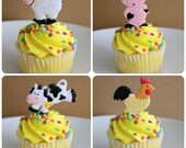 24 Barnyard Farm Animal Cupcake Topper Picks