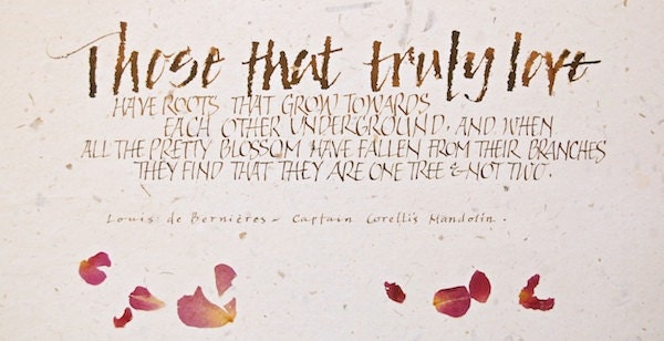 True love, Captain Corelli, 5.5 x 11 PRINT, Personalized wedding gift, engagement, anniversary, mocha, chocolate, brown, cream,