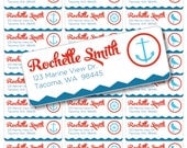 Custom Printable Nautical Anchor Address Labels - Digital PDF File